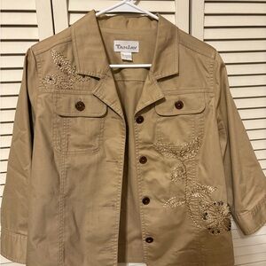 TanJay Women's Beige Embroidered Utility Jacket
